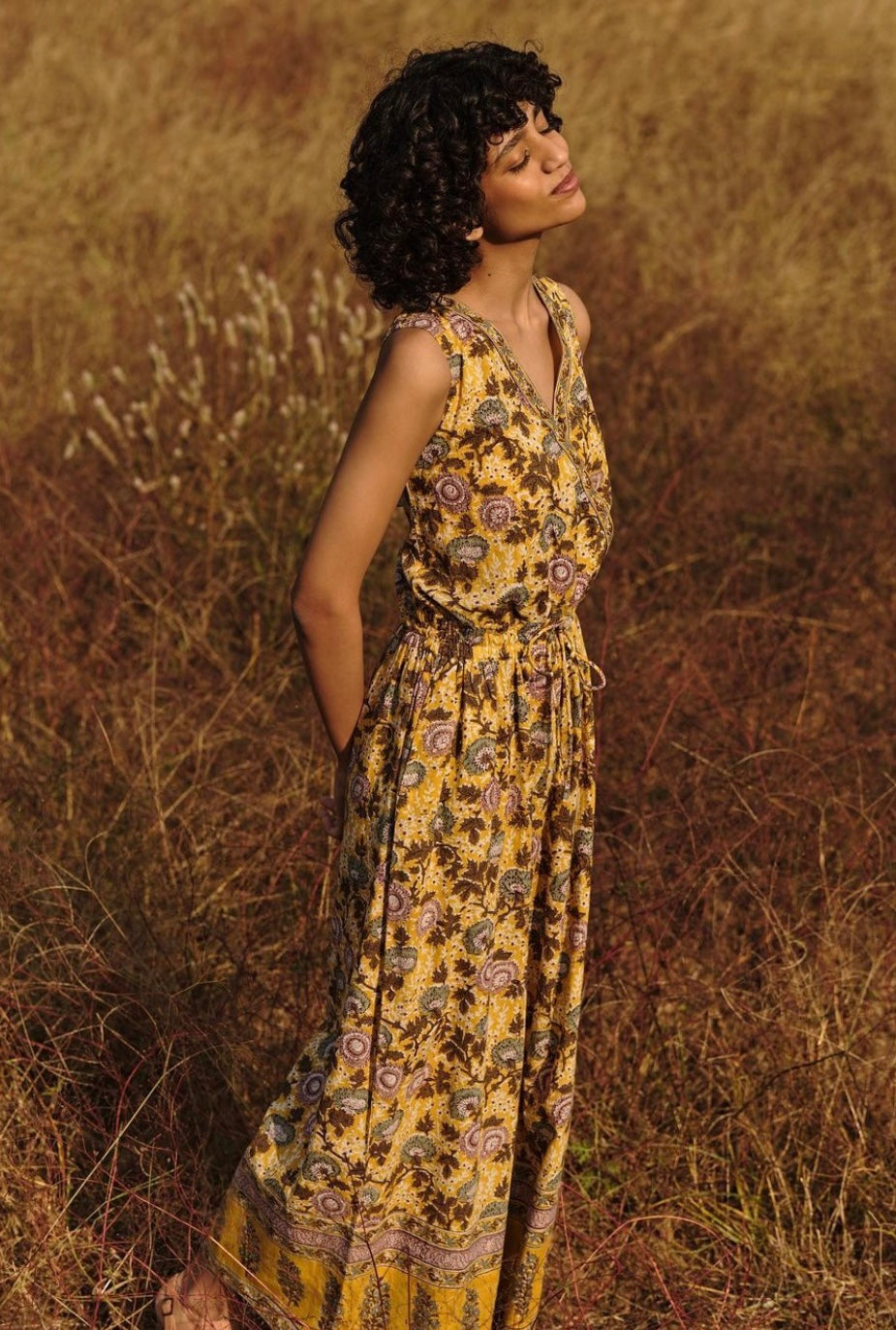 Caicos Jumpsuit Cotton in Chrysanthe Saffron【Sサイズ】